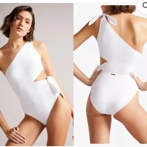 Ted Baker White One-Shoulder Swim One Piece - Picture 1 of 8